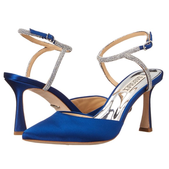 Badgley Mischka Women's Kamilah Pump Royal Blue Satin size 5.5 - Picture 4 of 15